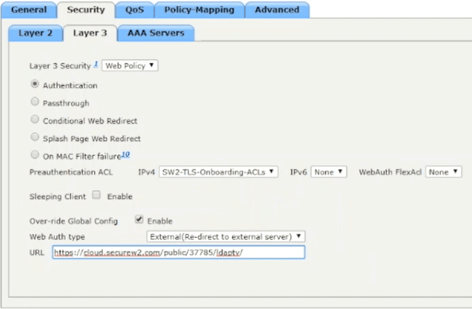 Configuring the settings of the Open SSID