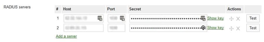 Add a RADIUS server into Meraki for the SecureW2 Primary and Secondary IP address