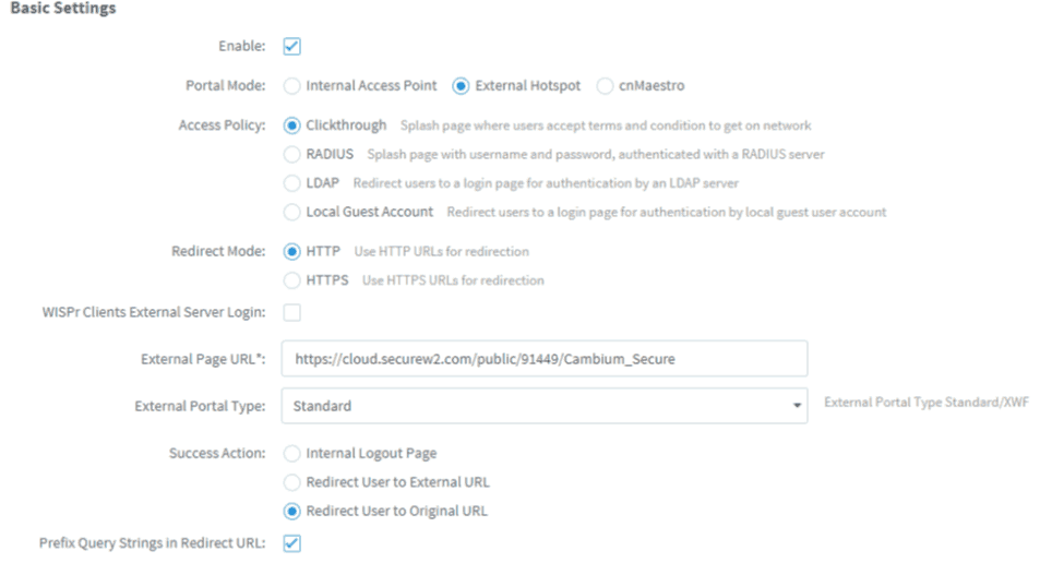 Configuring the redirect to the SecureW2 landing page