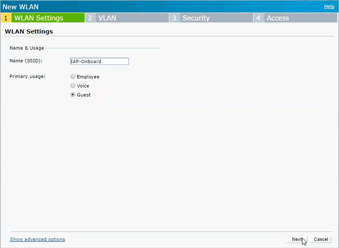 Configuring the Onboarding SSID